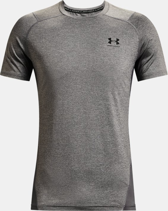 Men's HeatGear® Armour Fitted Short Sleeve, Gray, pdpMainDesktop image number 4